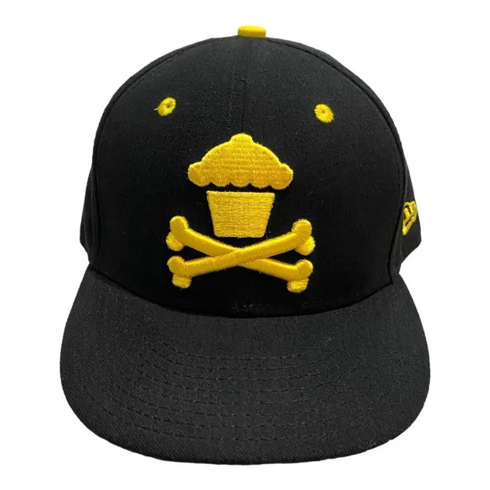 Johnny Cupcakes Baseball Cap Skull Cupcake Black Yellow Fitted 7 1/8 (56.8cm)